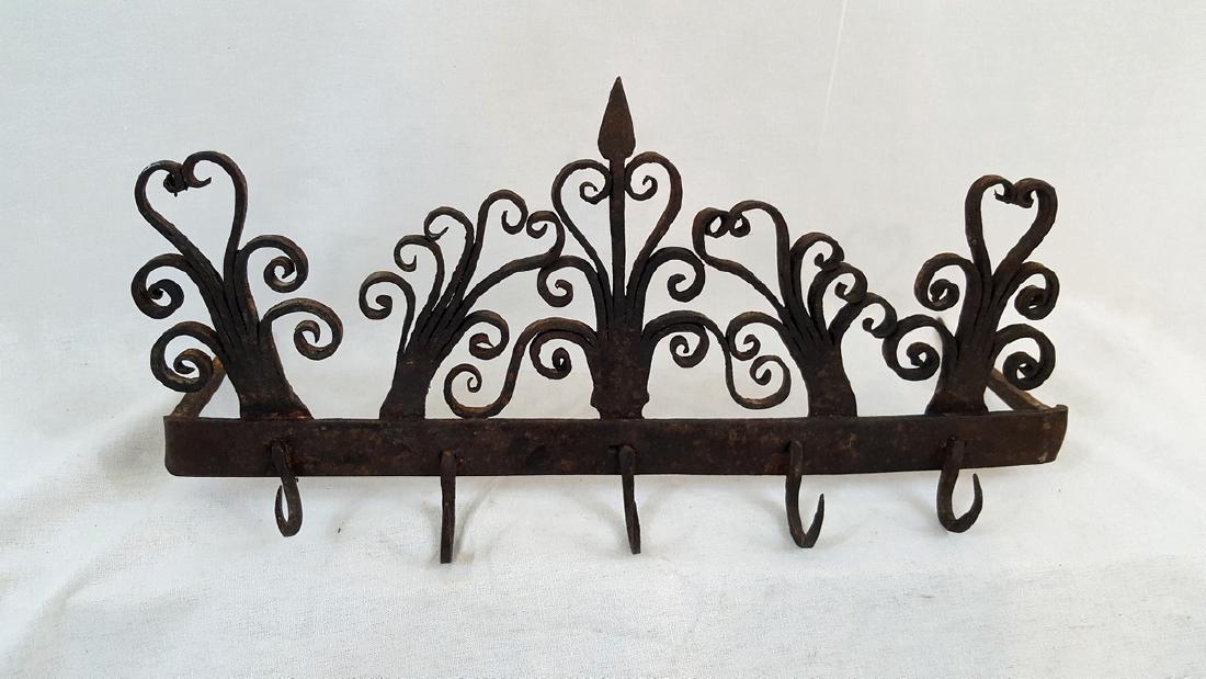 Ornate Wrought Iron Utensil Holder 1790-1820 (1 of 3)