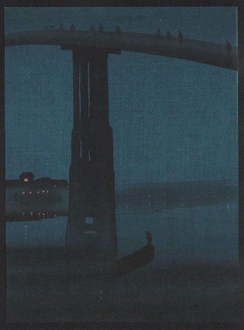 Kobayashi Eijiro Woodblock Night Bridge (1 of 1)