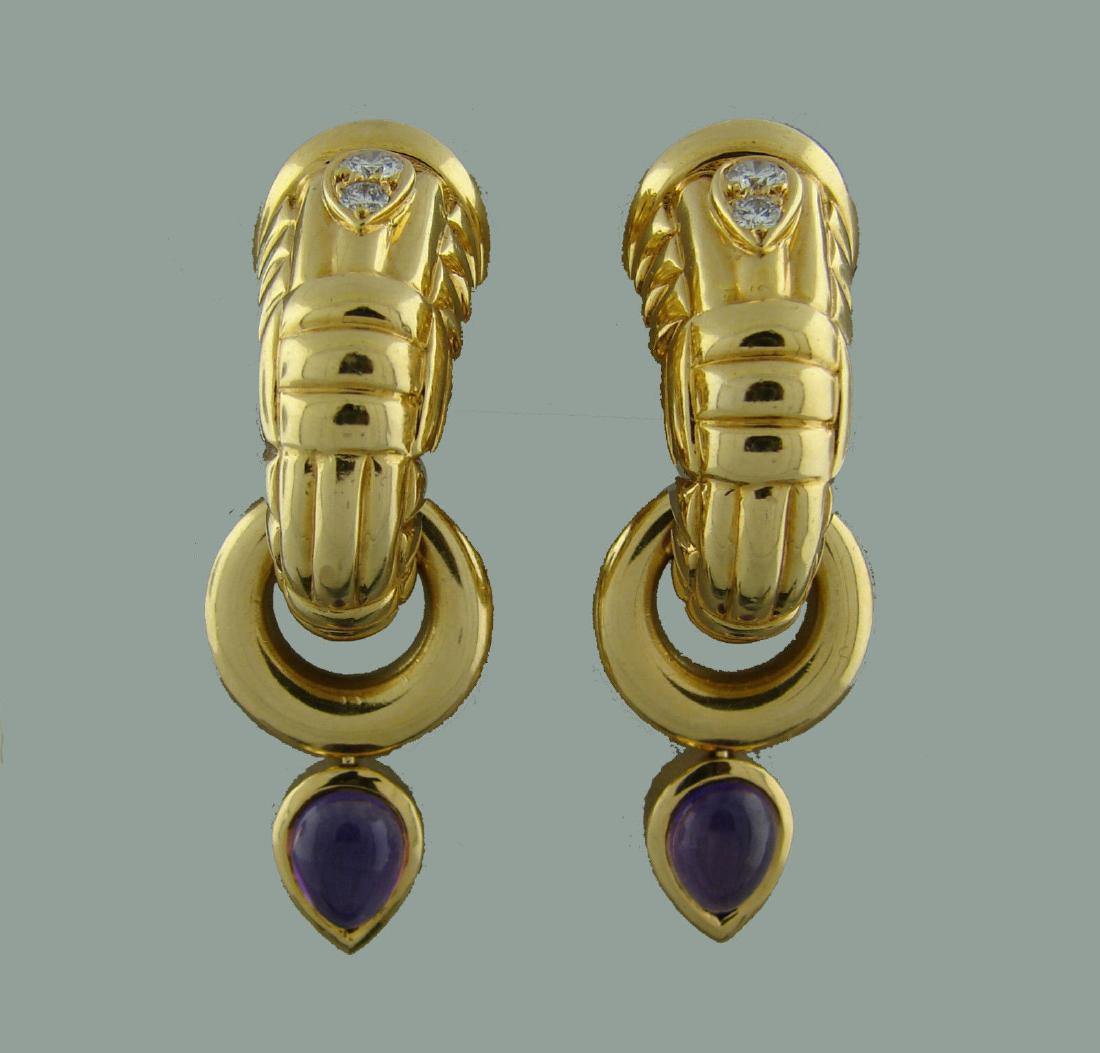 Van Cleef & Arpels 18K Gold Amethyst Diamond Earrings (1 of 9)