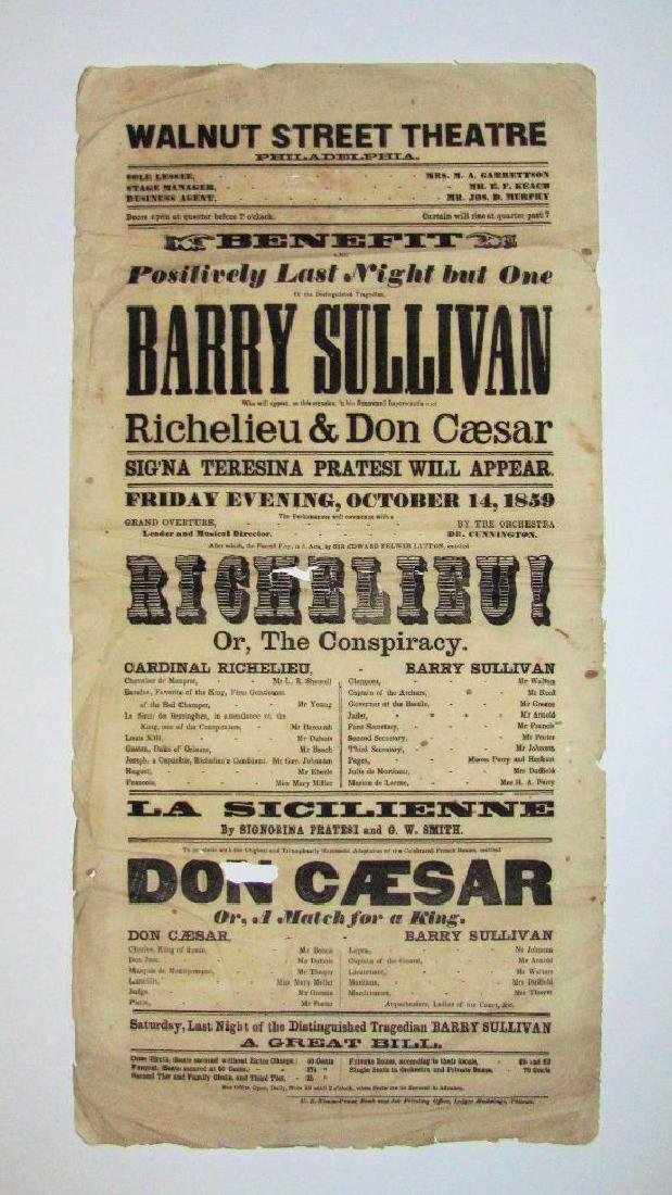 1859 Broadside Walnut St Theatre Philadelphia (1 of 2)