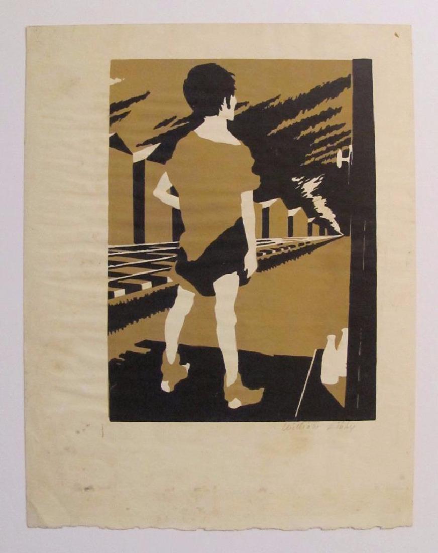 William C. Libby Print Poor Boy & Railroad, Signed (1 of 3)