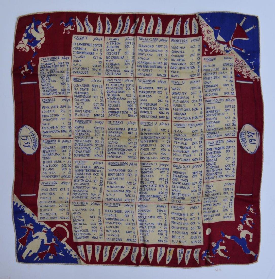 Graphic Vintage 1937 College Football Silk Hankerchief (1 of 3)
