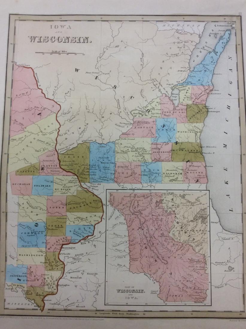 Bradford: Antique Map of Iowa & Wisconsin, 1838 (1 of 1)