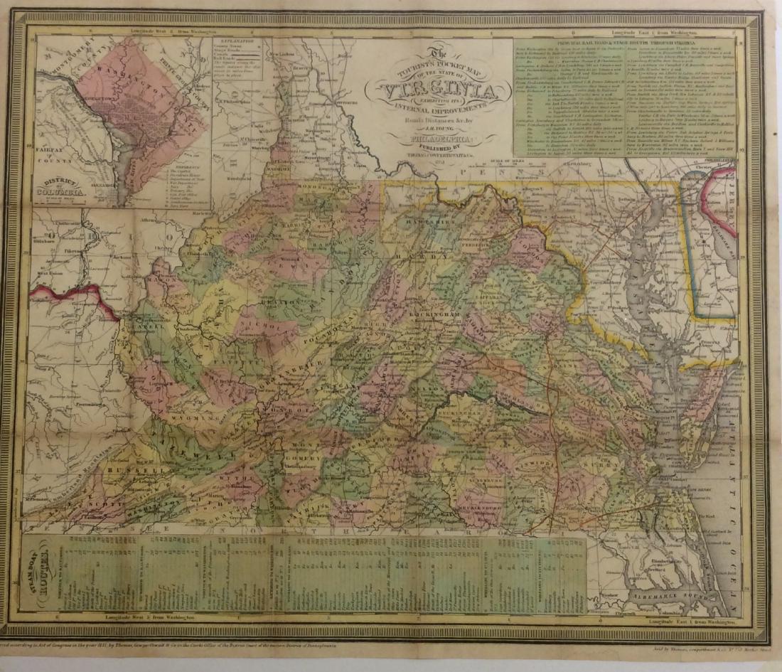 Young: Antique Pre Civil War Map of Virginia, 1851 (1 of 1)