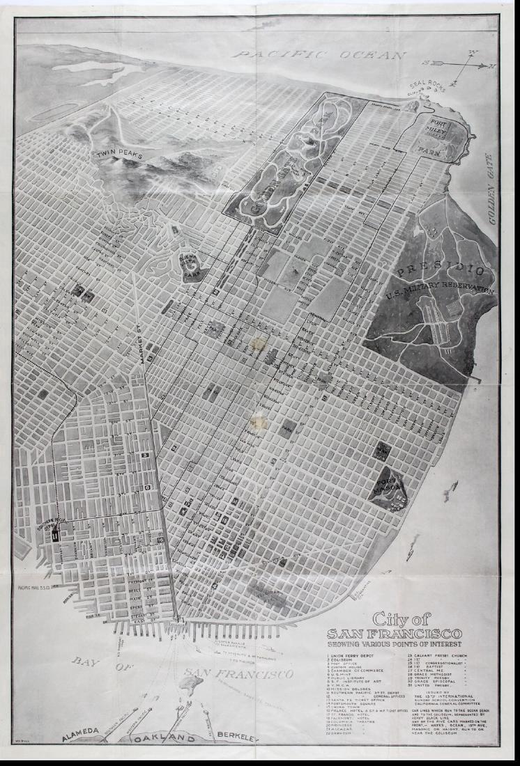 Bull: Antique Birdseye View Map of San Francisco, 1911 (1 of 1)
