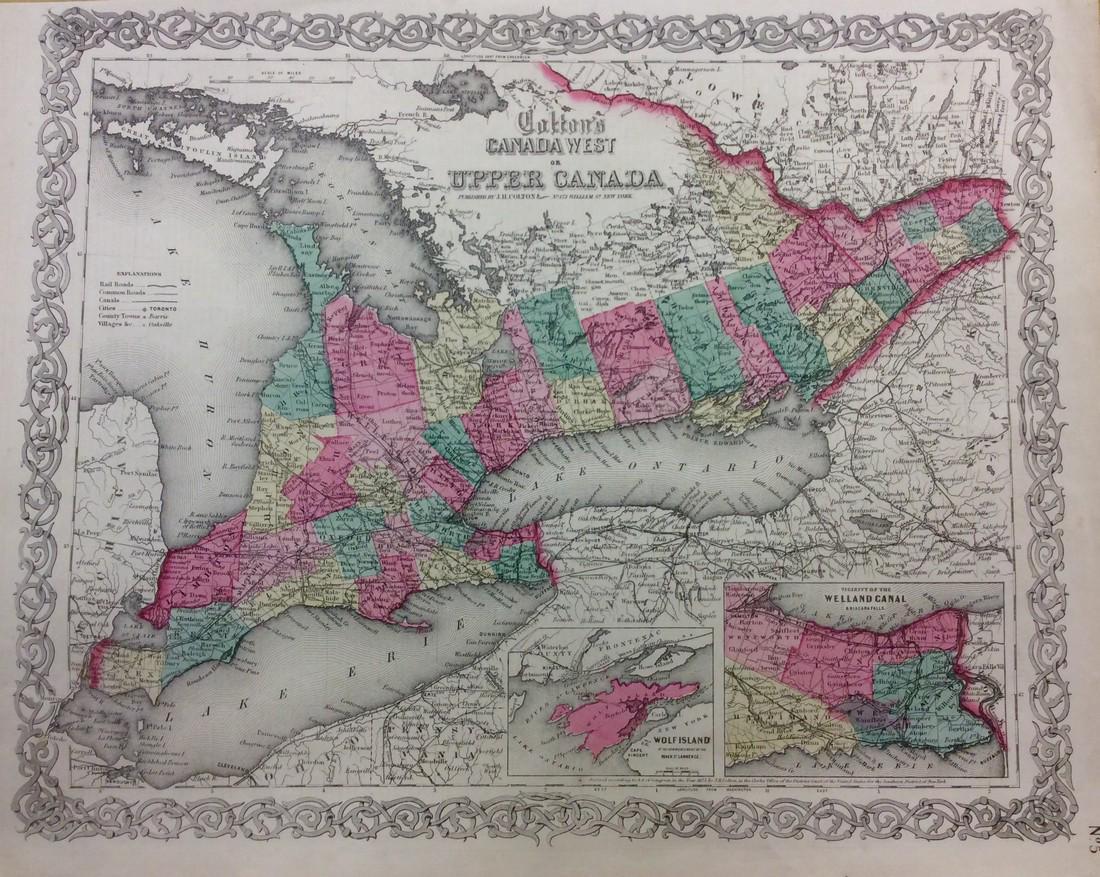 Colton: Antique Map of West or Upper Canada, 1861 (1 of 1)