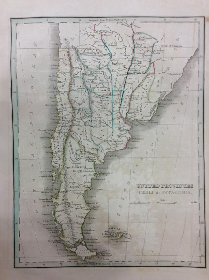 Bradford: Antique Map of Argentina Chile Paraguay, 1835: Title/Content of Map: Early Map of Argentina, Chile, Paraguay & Uruguay Date Printed: 1835 Cartographer: T. G. Bradford Material/Medium: Paper Size: 9 1/2" x 12" A Comprehensive Atlas Geographical, Hi