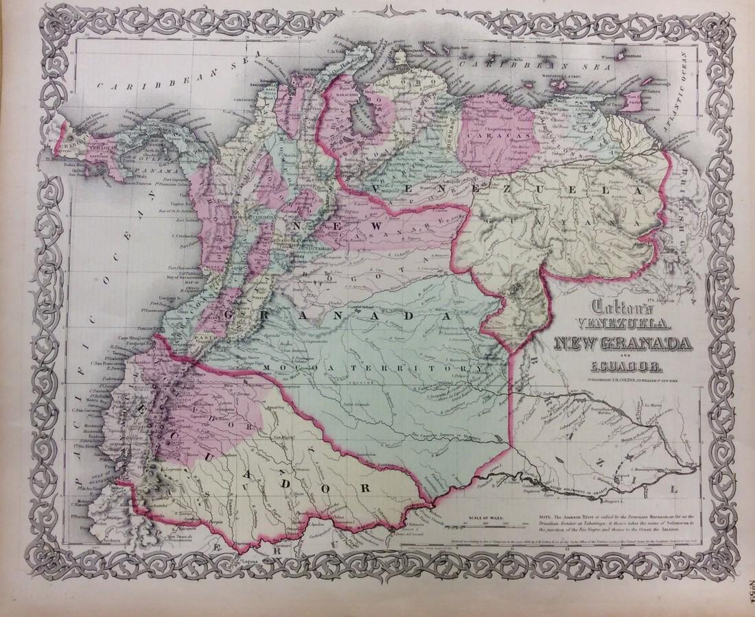 Colton: Antique Map of Colombia Venezuela Ecuador, 1861 (1 of 1)