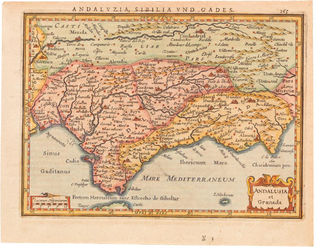 Mercator Janssonius Antique Map Of South Spain 1630