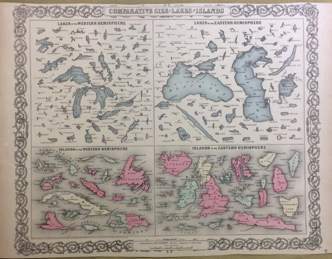 Colton: Antique Map of Lakes and Islands, 1861 (1 of 1)