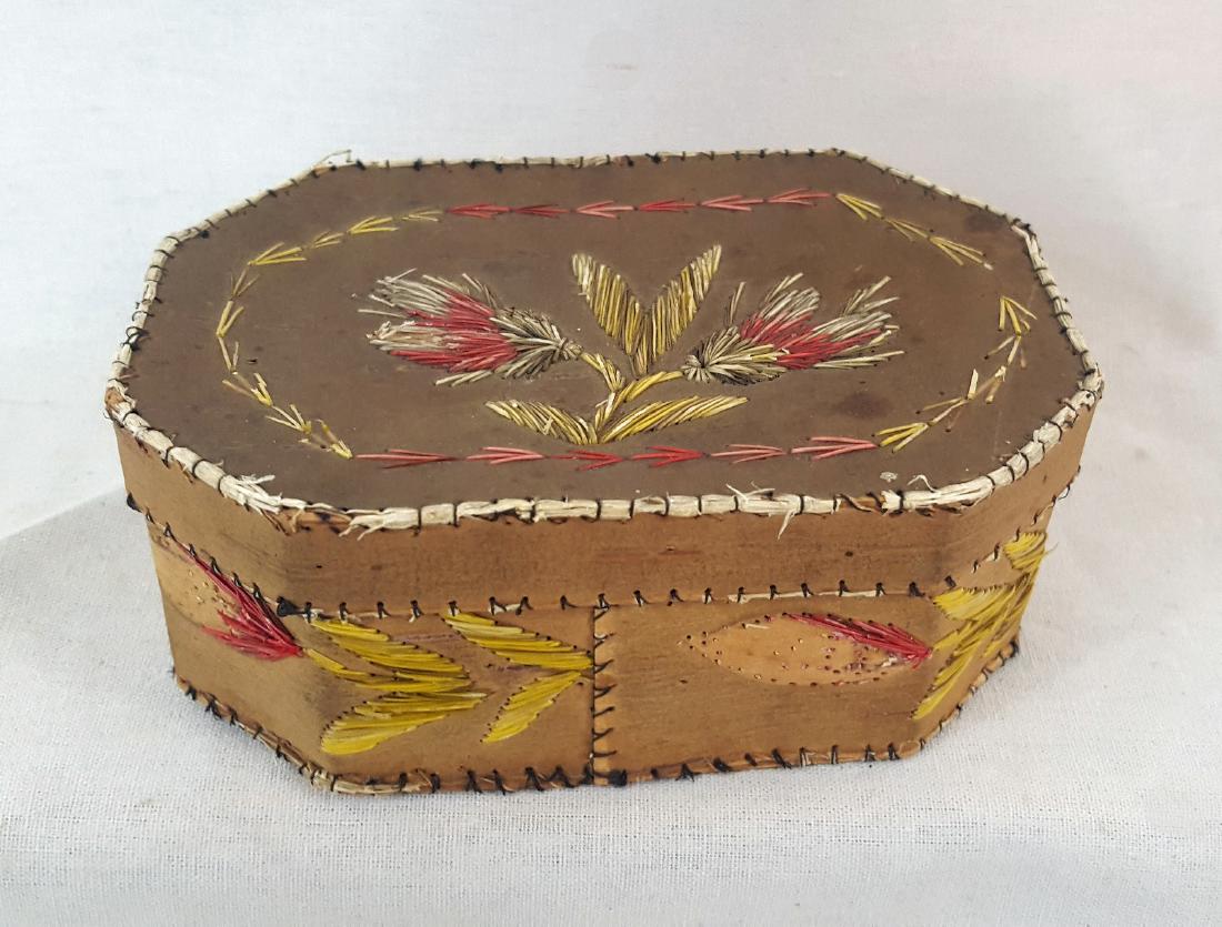 Birch and Quill Work Woodlands Indian Box Circa 1920's (1 of 4)