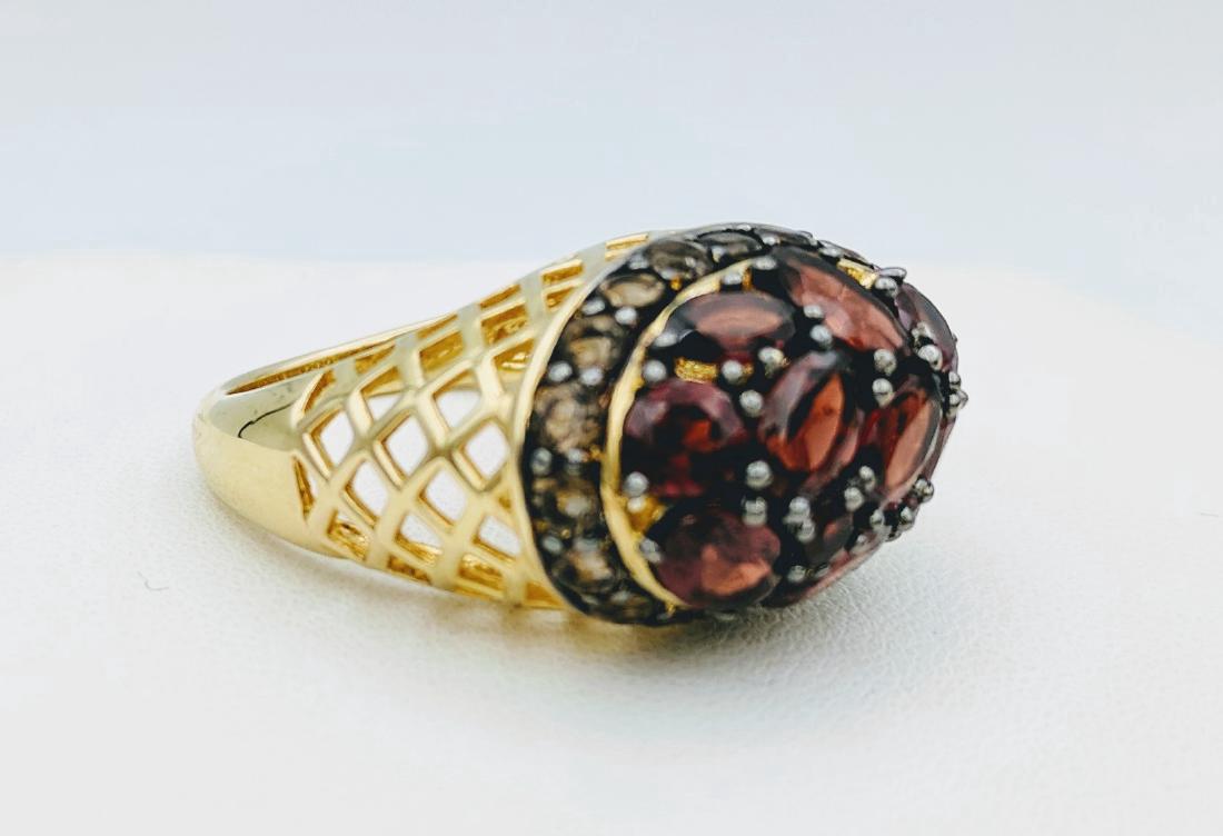 Gold Plated Sterling Silver Smoky Quartz Garnet Ring (1 of 6)