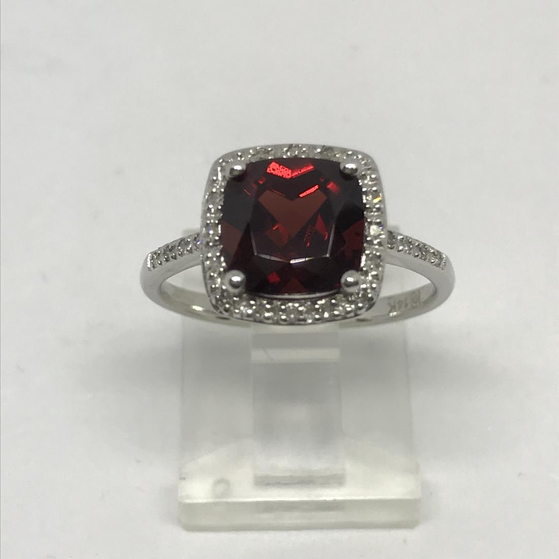 14K White Gold Garnet Diamond Ring, 2.7ctw (1 of 4)