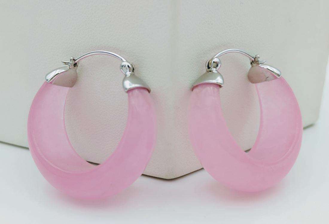 Sterling Silver Pink Glass Filled Earrings (1 of 5)