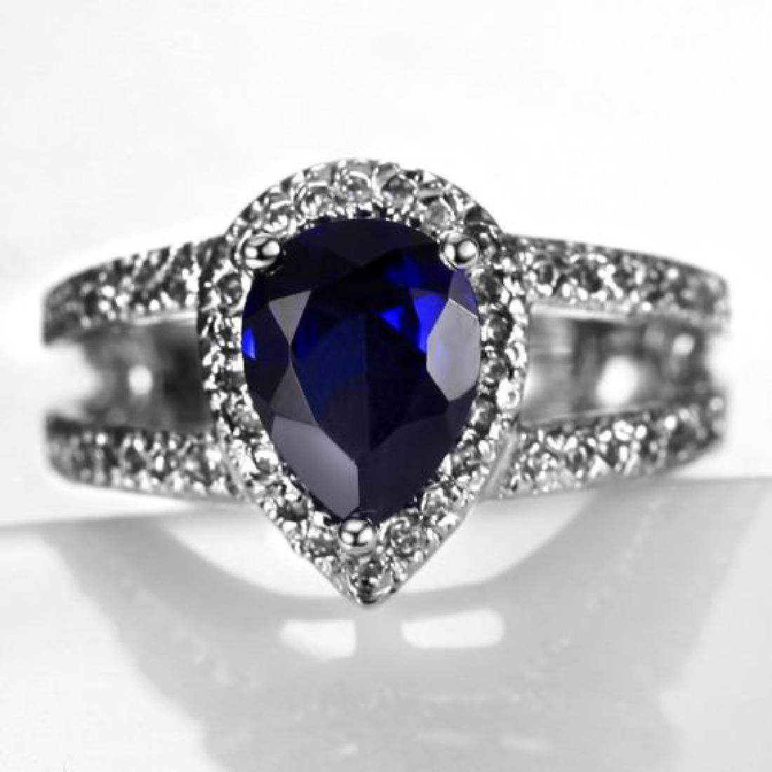 14K White Gold Sapphire Ring, 3.90ct (1 of 4)