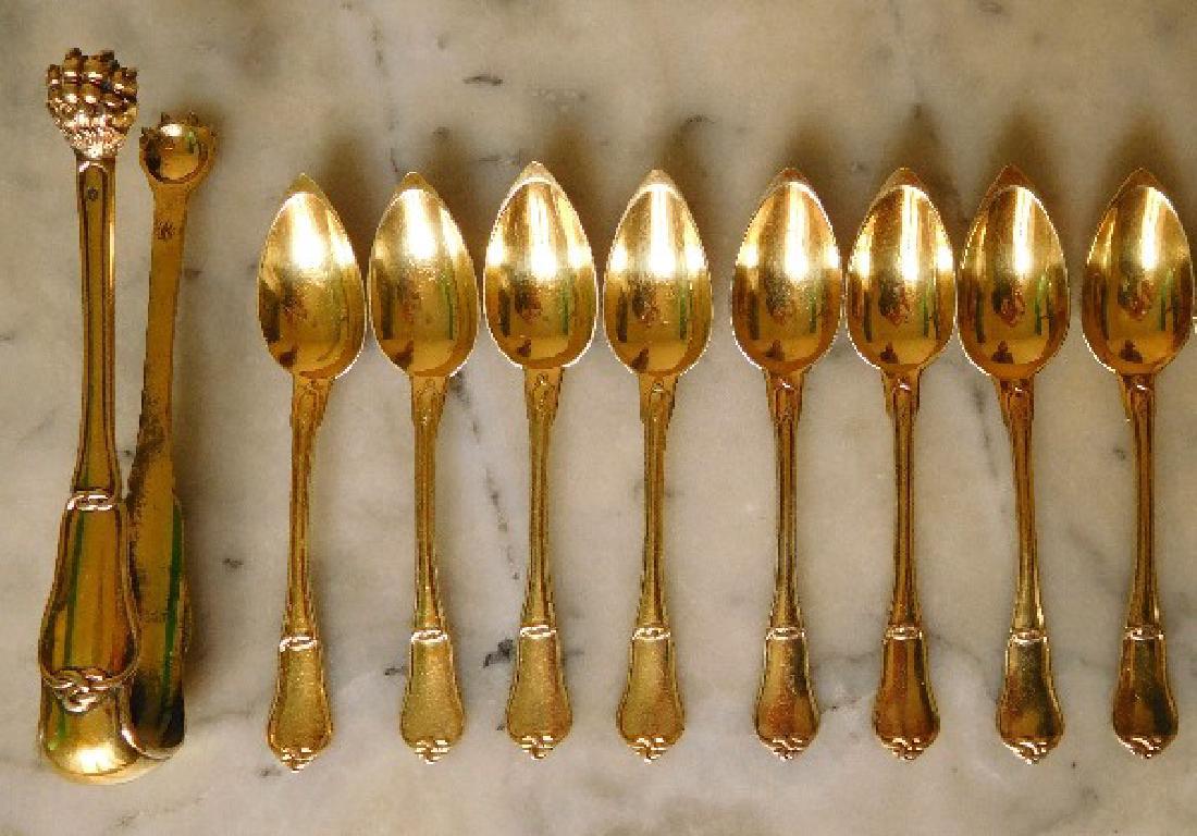 Antique French Napoleon III Vermeil Coffee Spoons Tongs (1 of 10)