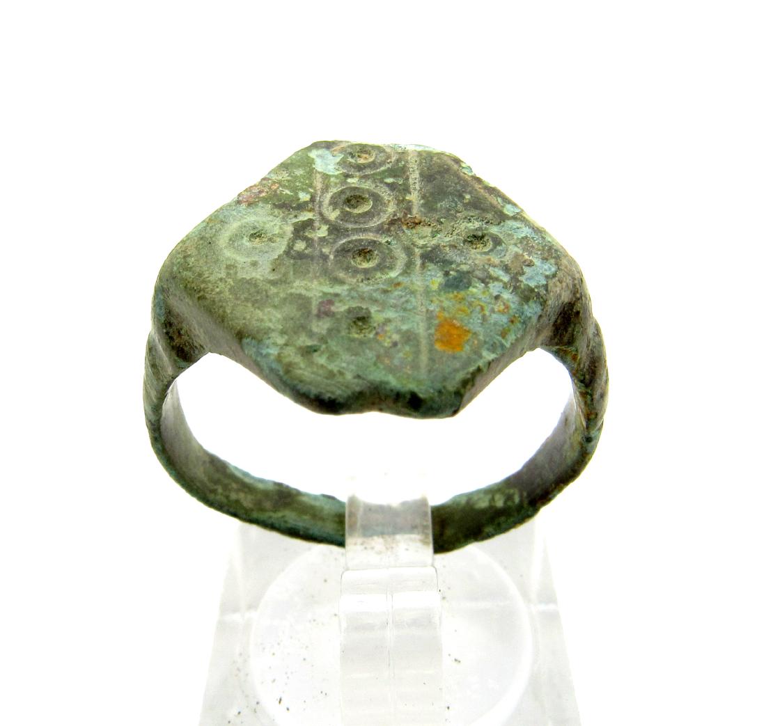 Medieval saxon era ring with evil's eye motif (1 of 4)