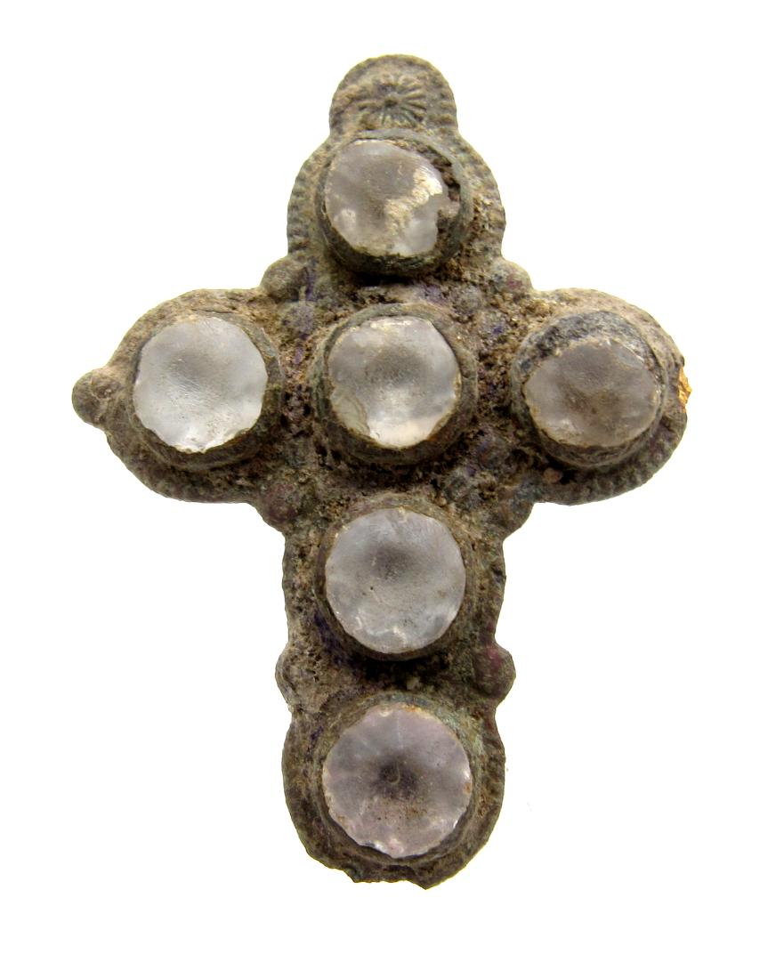 Rare late/post medieval era cross pendant with 6 white (1 of 3)
