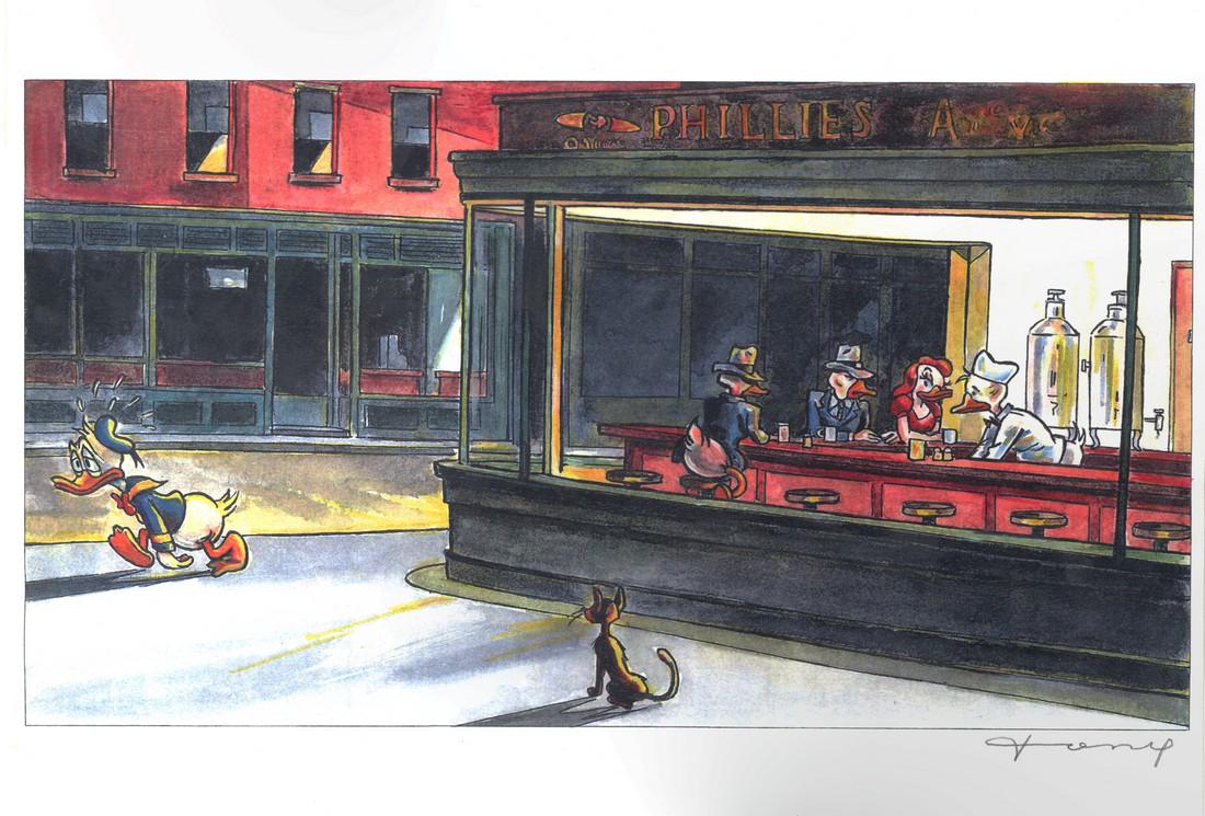 Donald Duck inspired by Edward Hopper's "Nighthawks" (1 of 6)