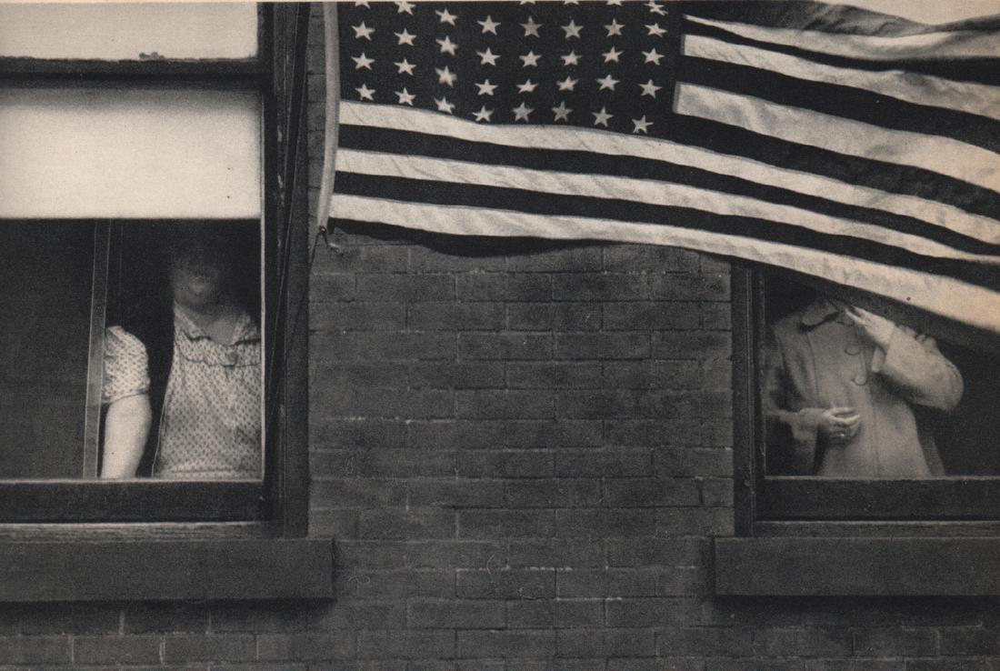 ROBERT FRANK - Parade, Hoboken New Jersey: Artist: ROBERT FRANK Print Title: Parade, Hoboken New Jersey Medium: Vintage Sheet-fed Gravure Printed in 1958 in France Image Size: 7.5" x 5" Robert Frank (b. 1924) is an American photographer and do
