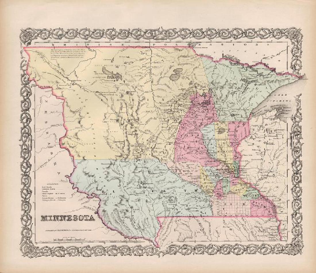 Colton: Antique Map of Minnesota, 1855 (1 of 4)