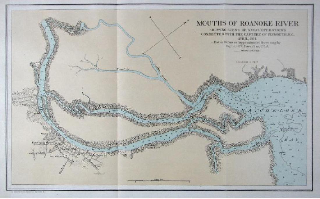 U.S. Navy: Antique Map Mouth of Roanoke River. 1881 (1 of 1)