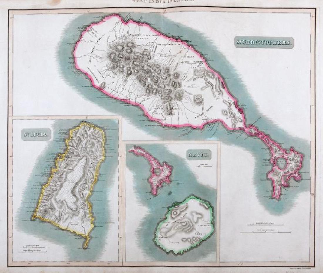 Thomson: Antique Map of St Kits, St Lucia, Nevis, 1816 (1 of 1)