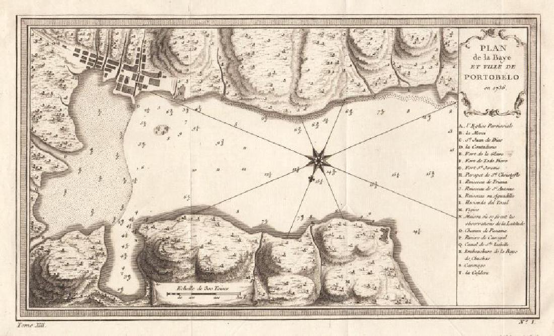 Bellin: Antique Map Plan of Portobello, Panama, 1756 (1 of 1)