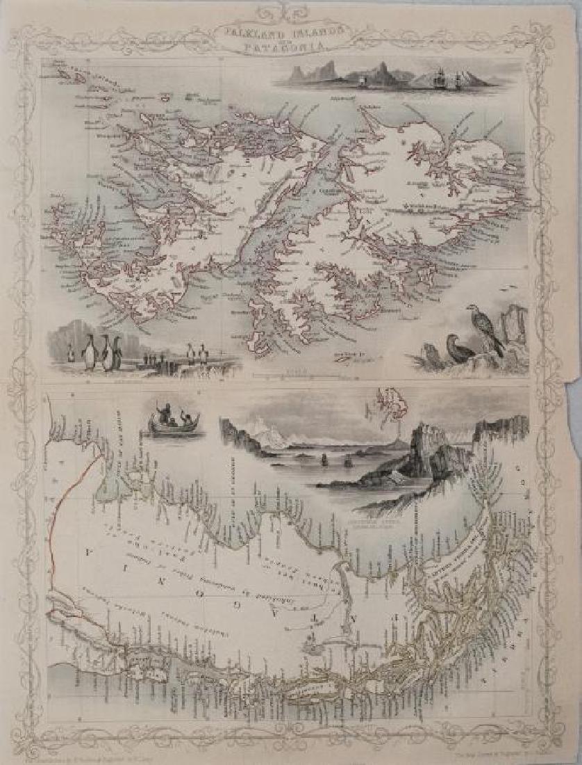 Tallis: Antique Map Falkland Islands & Patagonia, 1851 (1 of 1)