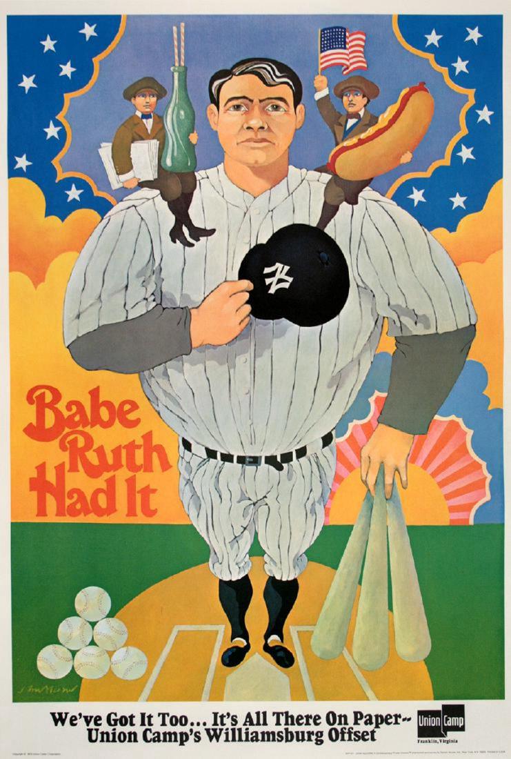 Babe Ruth Had it Original Vintage Poster Bruce Alcorn (1 of 1)