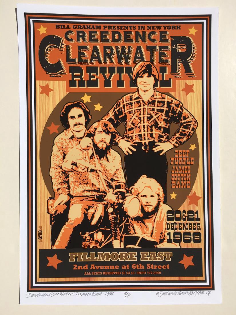 DAVID BYRD - Creedence Clearwater Revival Poster: Archival MATTE Paper giclee print by David Edward Byrd - signed Artists Proof Dimensions approx. 22H x 17W Unframed. Style/Period: Art: Contemporary Born near Chattanooga, Tennessee, David Edward Byrd