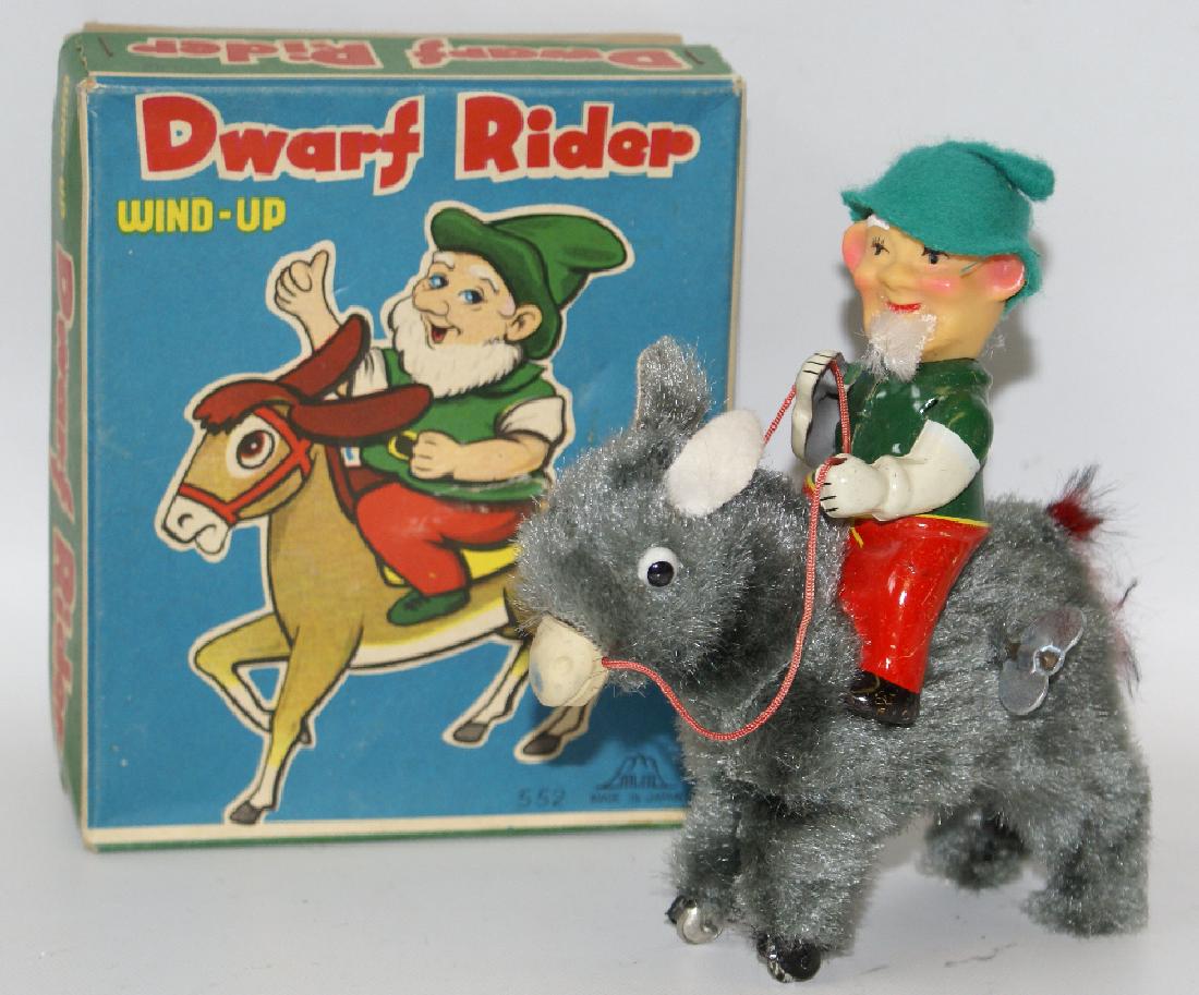 Mechanical Windup DWARF RIDER Elf Gnome on Donkey (1 of 2)