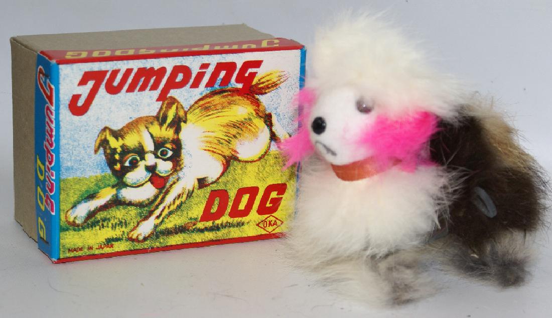 Windup Fur Covered JUMPING DOG Figure in Box, OKA Japan (1 of 2)