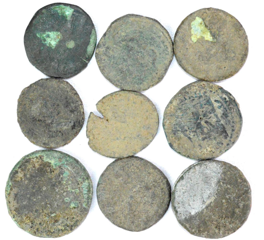 Lot of 9 Large Roman Coins for Cleaning (1 of 2)