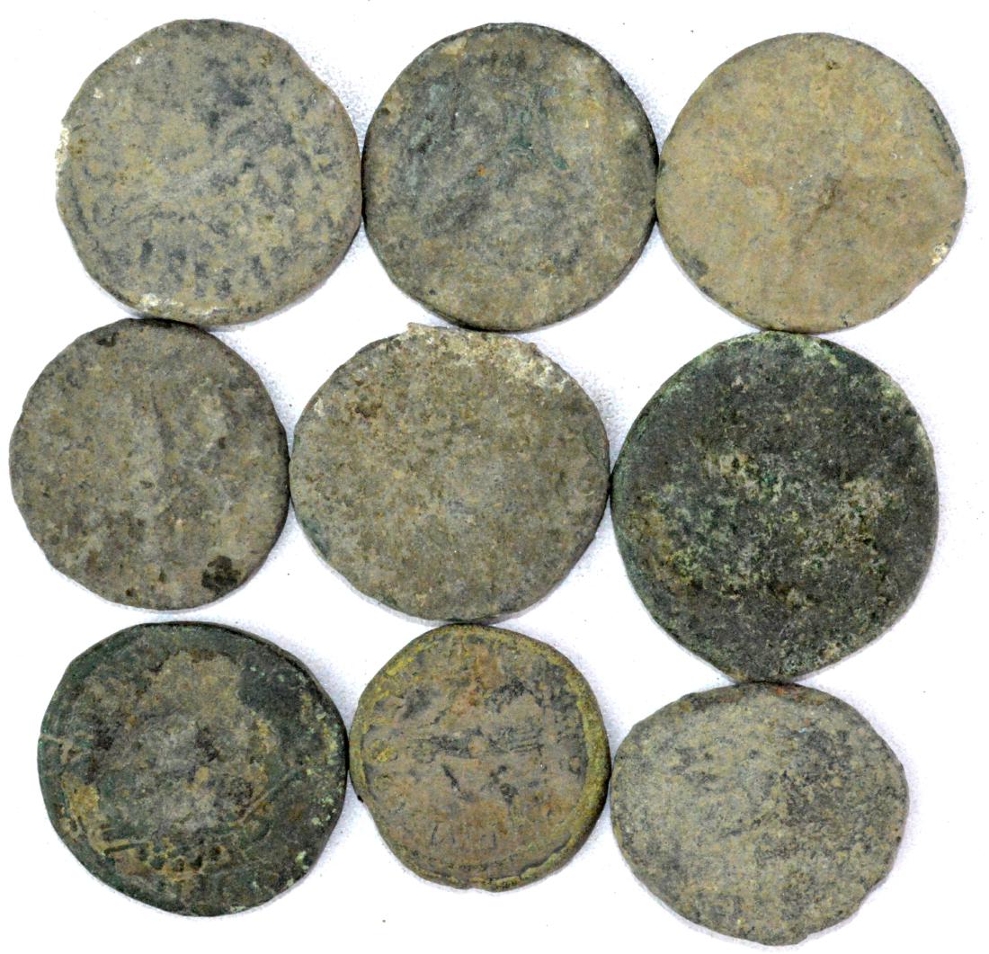 Lot of 9 Large Roman Coins for Cleaning (1 of 2)