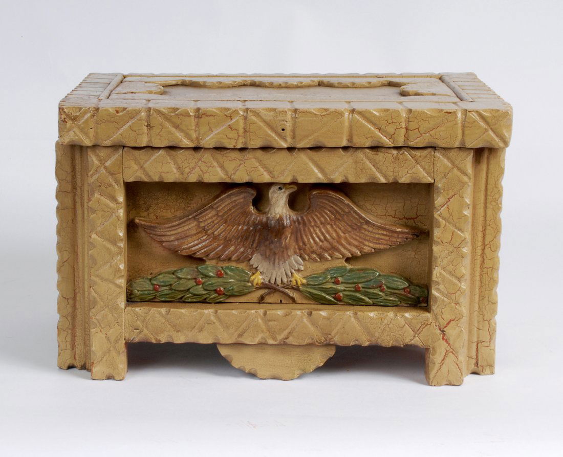 Painted Tramp Art Box With Carved Eagle (1 of 5)