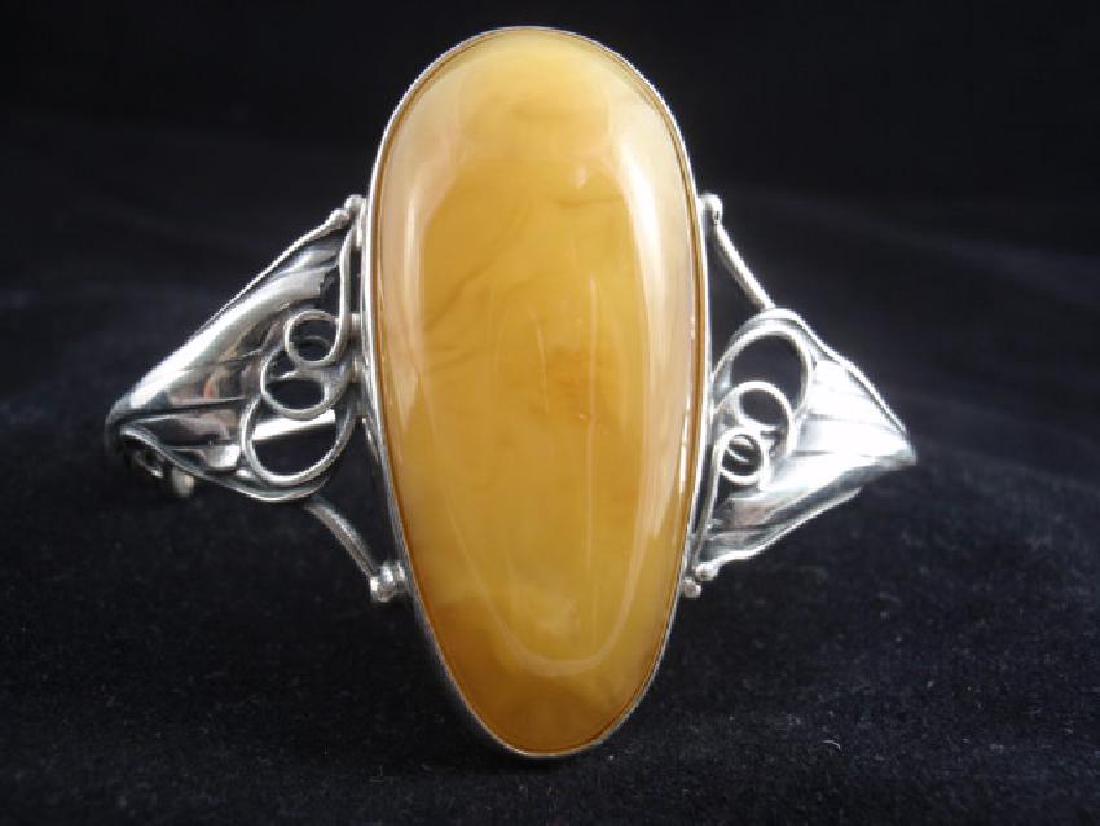 Sterling Silver Baltic Amber Bracelet, 1980 (1 of 5)
