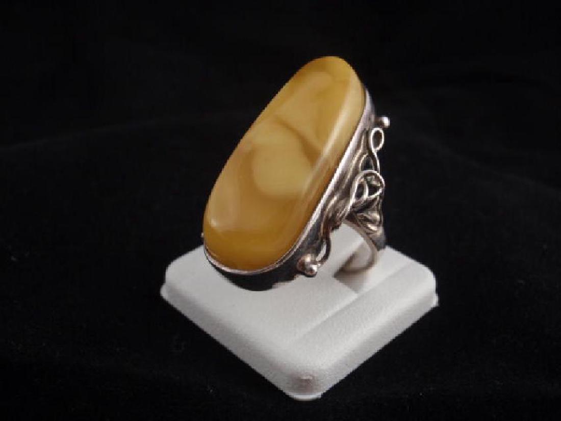 Vintage Silver Sterling Baltic Amber Ring, 1980 (1 of 5)