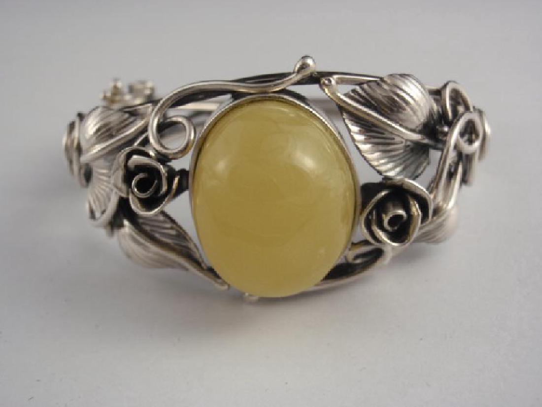 Vintage Sterling Silver Baltic Amber Bracelet, 1980 (1 of 5)