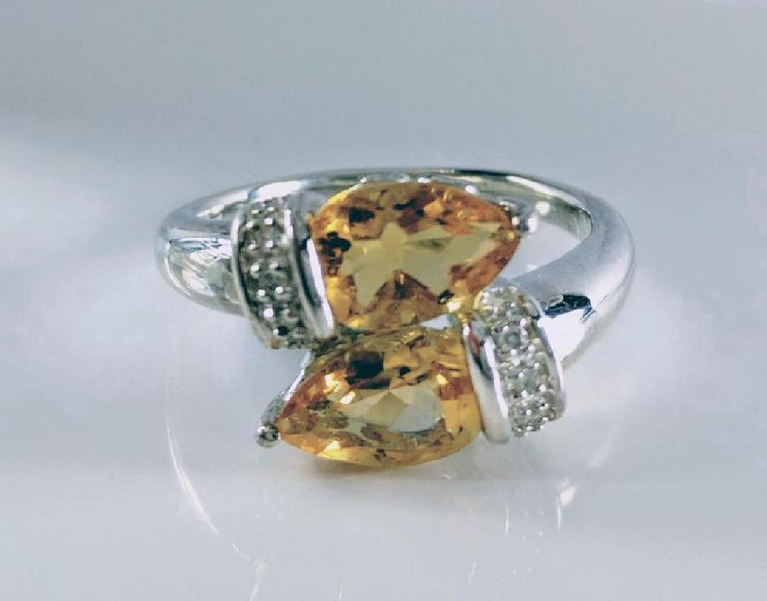 Sterling Silver Dual Pear Cut Citrine Ring (1 of 4)