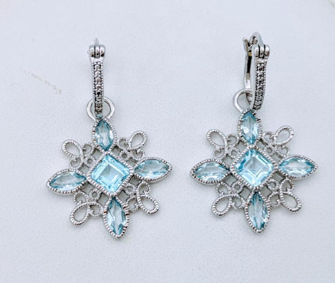 Sterling Silver Aquamarine Diamond Earrings, 3.5ctw (1 of 5)