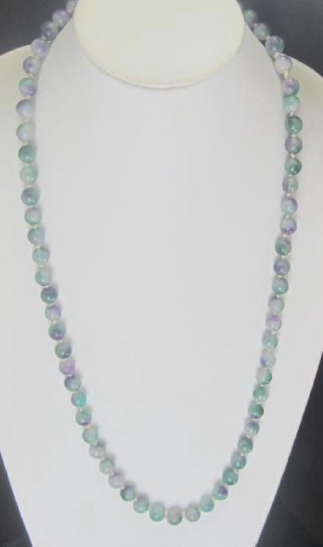 Sterling Silver Natural Jade Necklace, 20th Cent. (1 of 2)