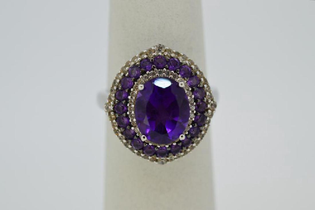 Ladies Sterling Silver & Amethyst Ring (1 of 4)