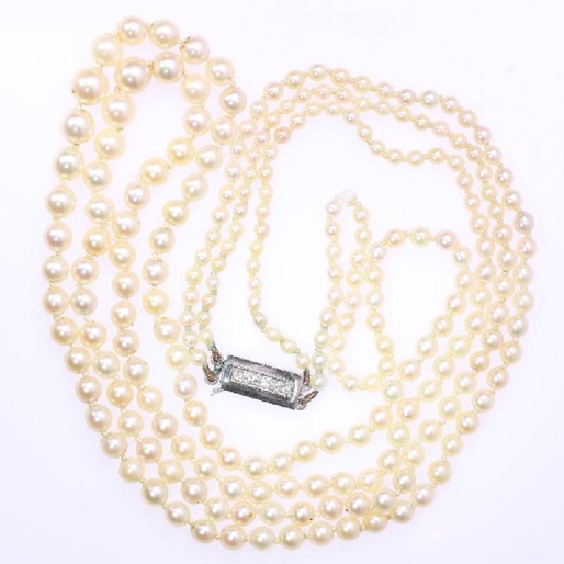 Mid-Century 18K White Gold Pearl Diamond Necklace (1 of 6)