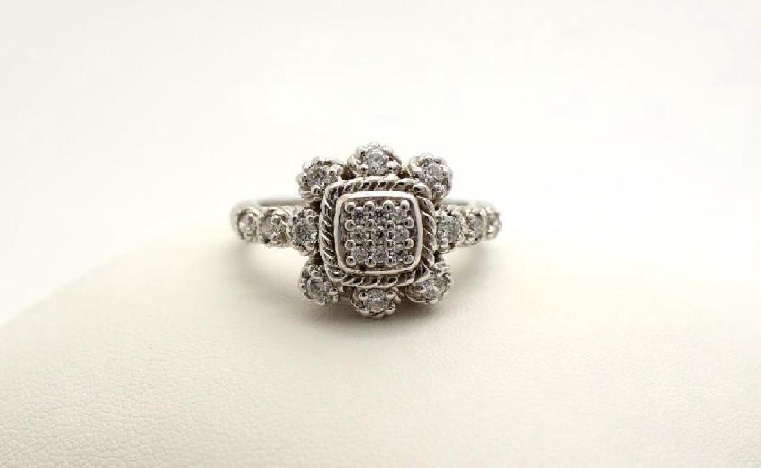 Judith Ripka Sterling Silver Cubic Zirconia Flower Ring (1 of 6)