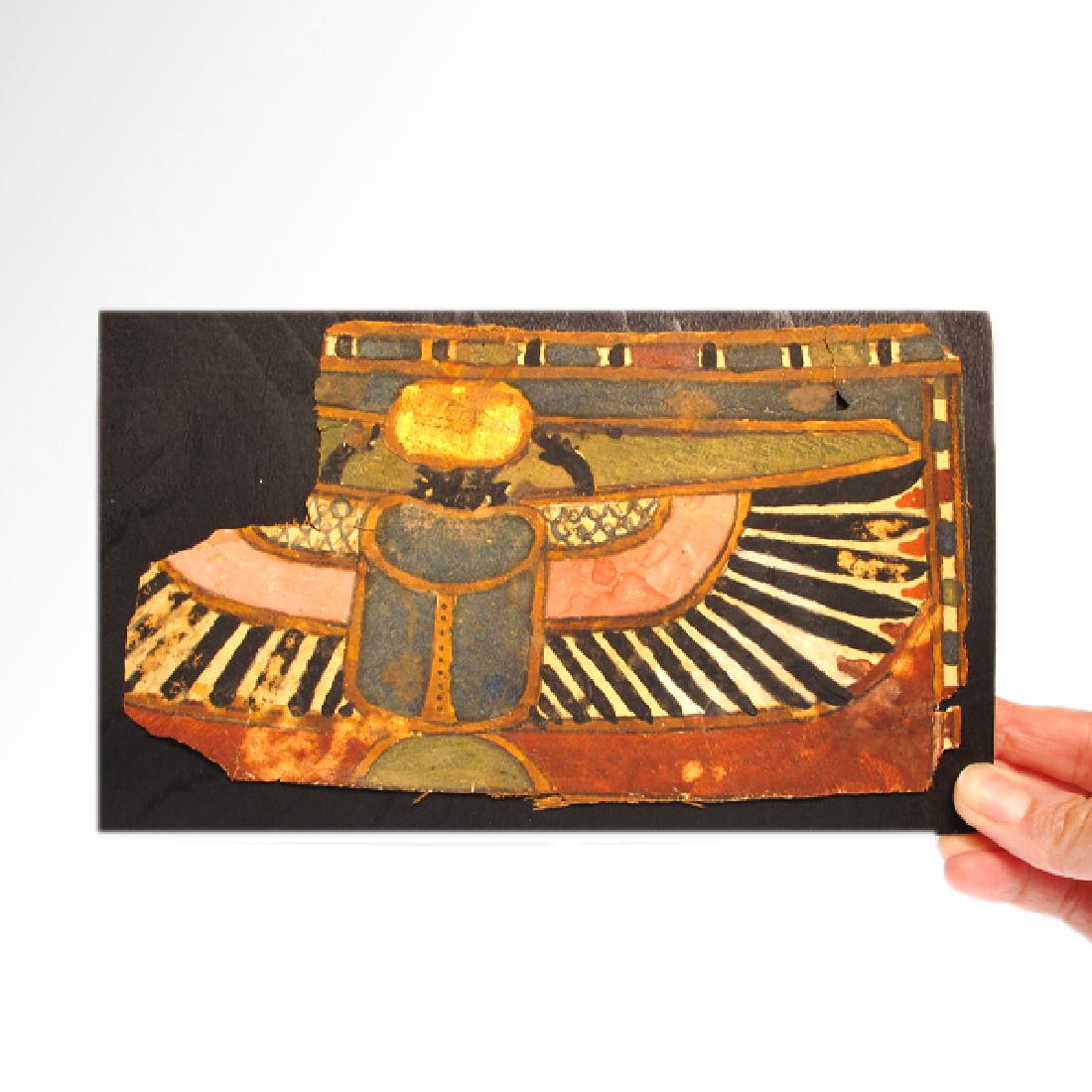 Egyptian Polychrome Painted Cartonnage, Winged Scarab, (1 of 4)