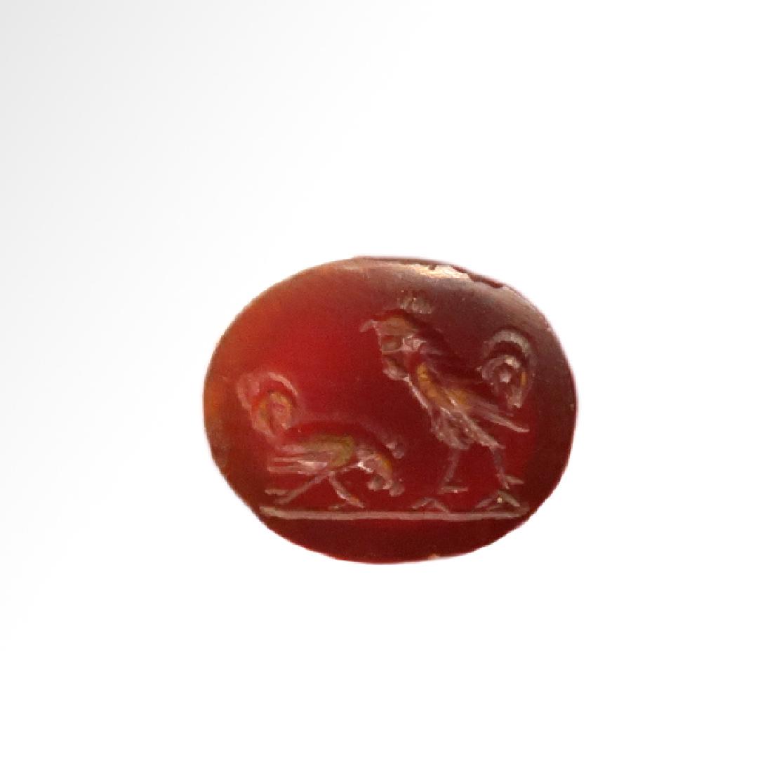 Roman Cornelian Intaglio, two cockerels, 2nd-3rd (1 of 4)