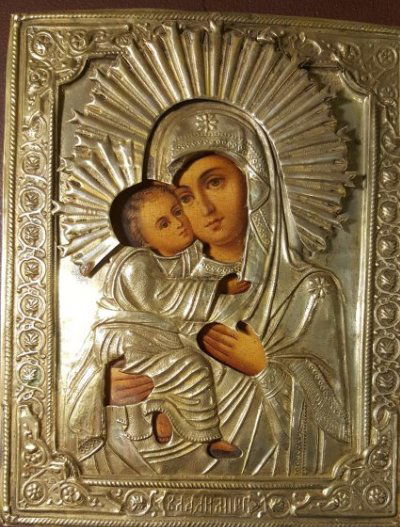 Virgin of Kazan Antique Russian Icon, 19th C (1 of 3)