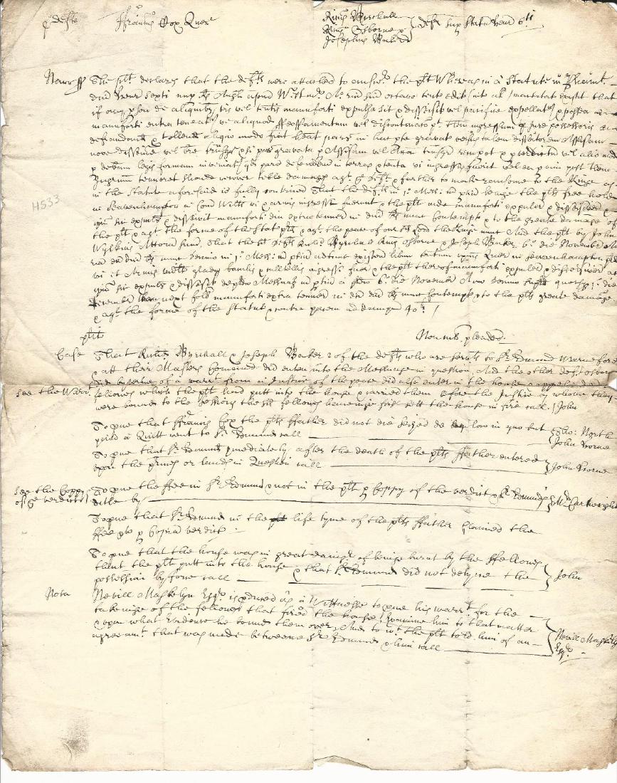 17th C English Legal Manuscript Court Case (1 of 1)