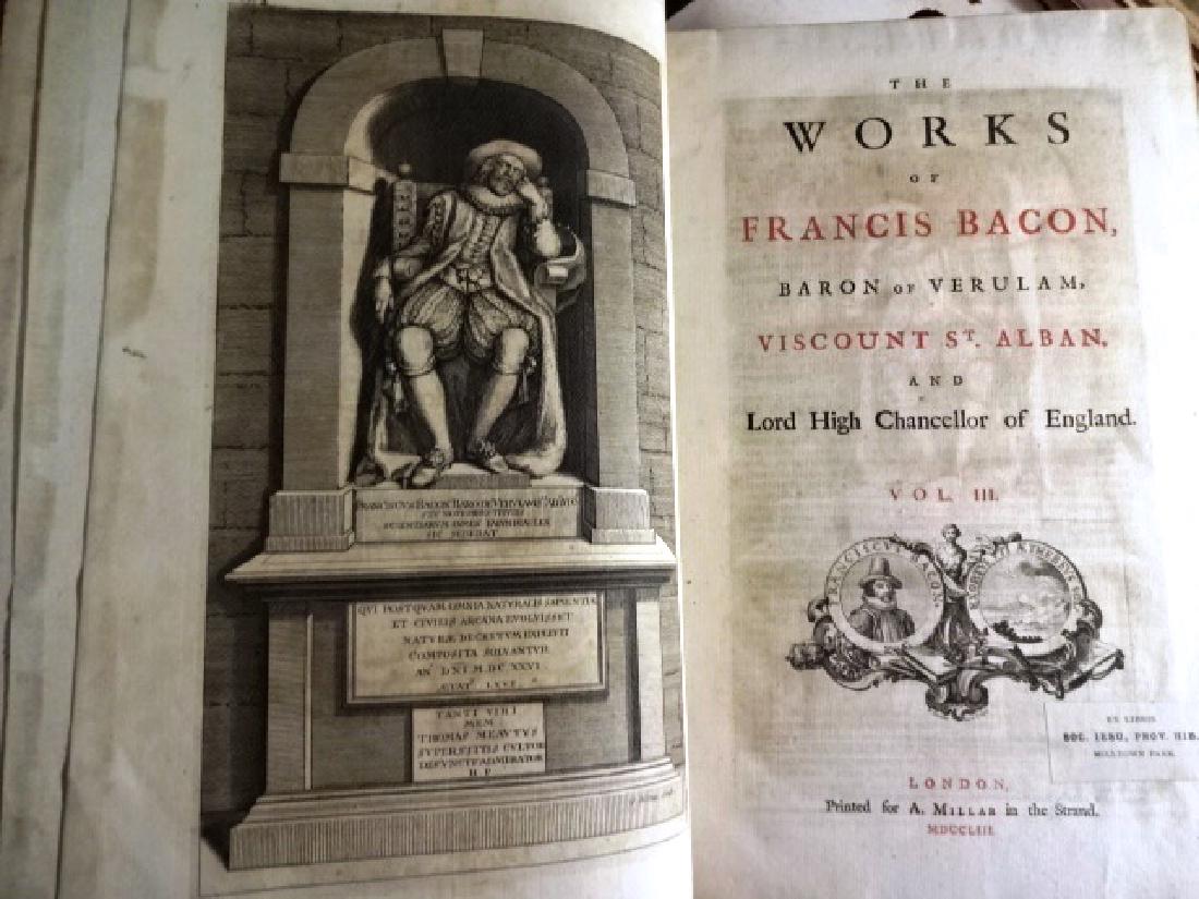 1753 Three Vol Set The Works of Francis Bacon Baron (1 of 6)